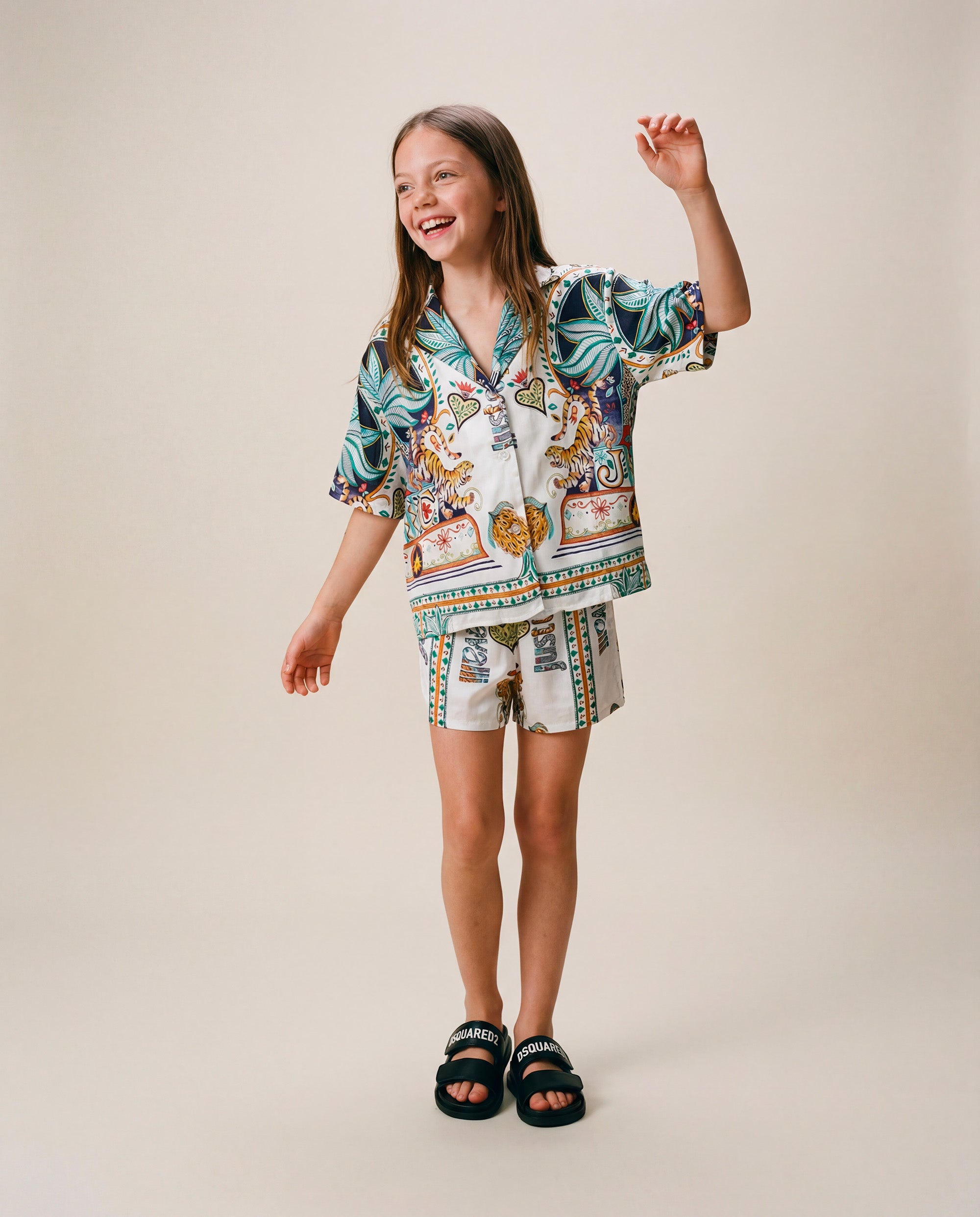 Dsquared2 Kids Sandalo Nero con Chiusura Strappo per Bambini