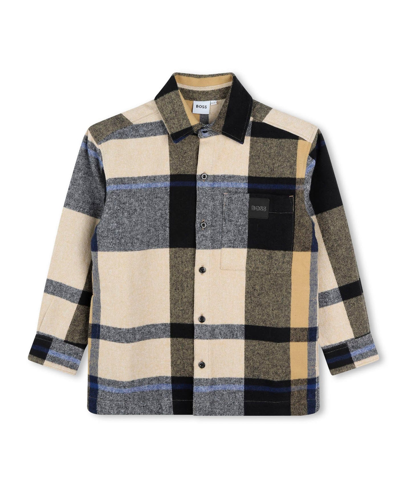 Boss Kids Camicia a Quadri Biscotto/Blu per Bambini