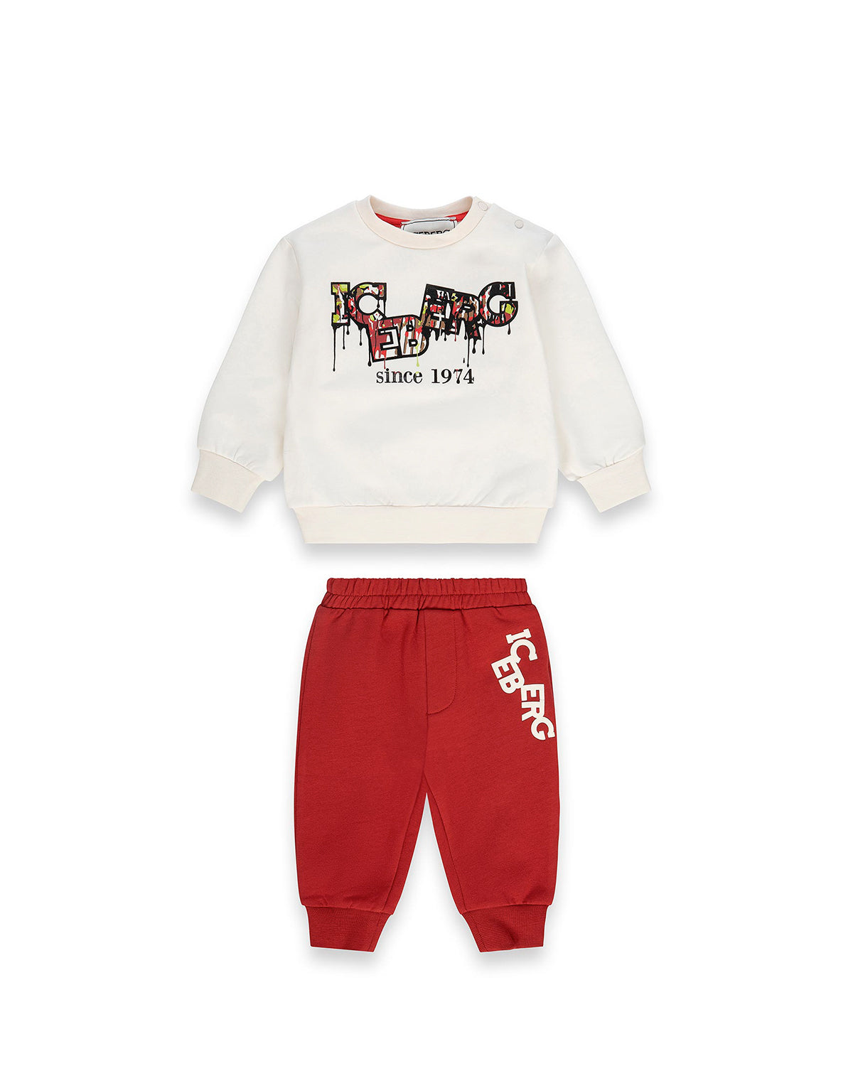 Iceberg Kids Completo di Tuta Bianco/Rosso con Stampa Logo  per Neonati