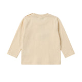 Moschino Kids T-Shirt Manica Lunga Beige in Cotone Unisex con Teddy Bear e Logo per Bambini e Bambine