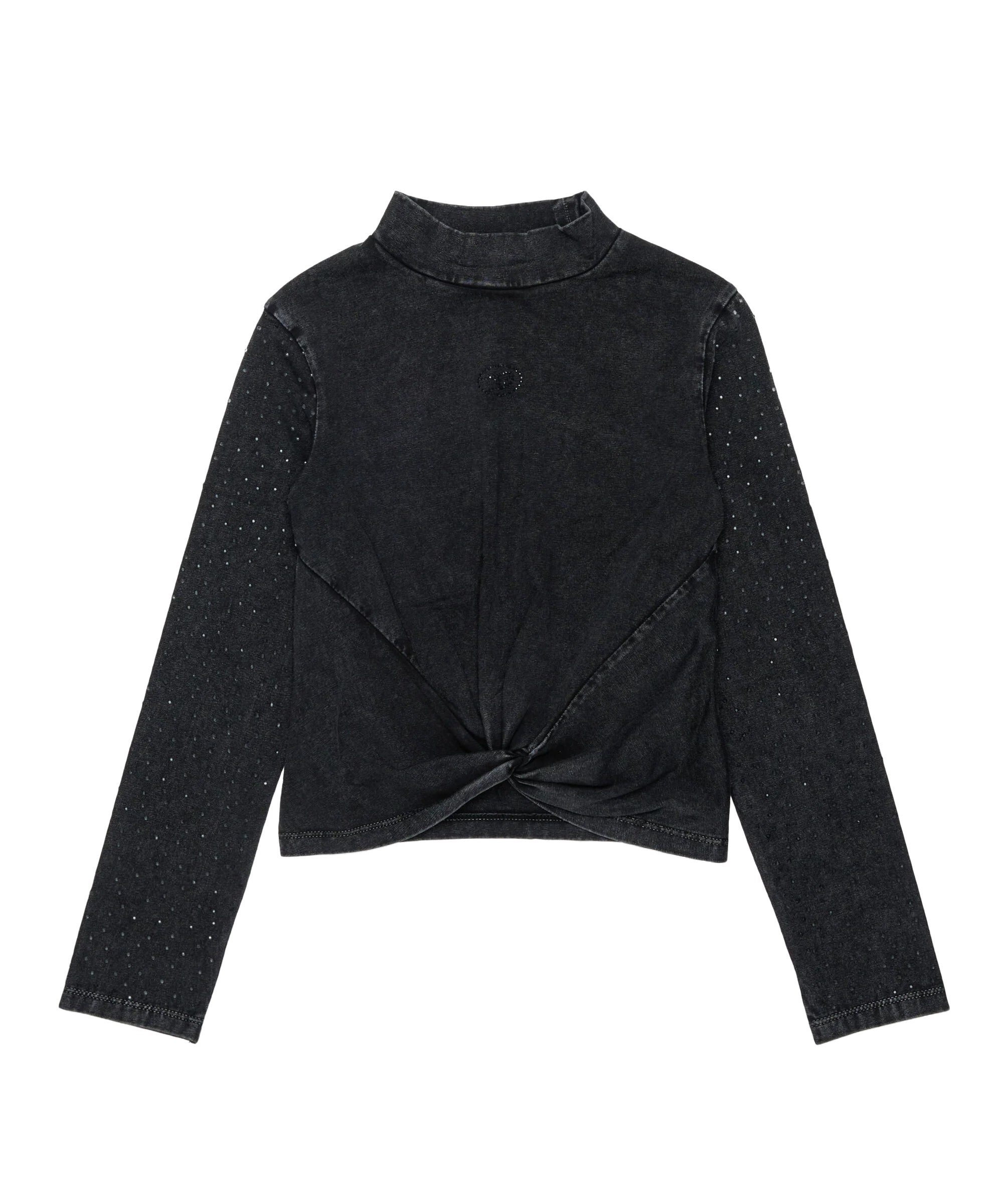 Diesel Kids T-Shirt Nero con Logo e Strass per Bambine