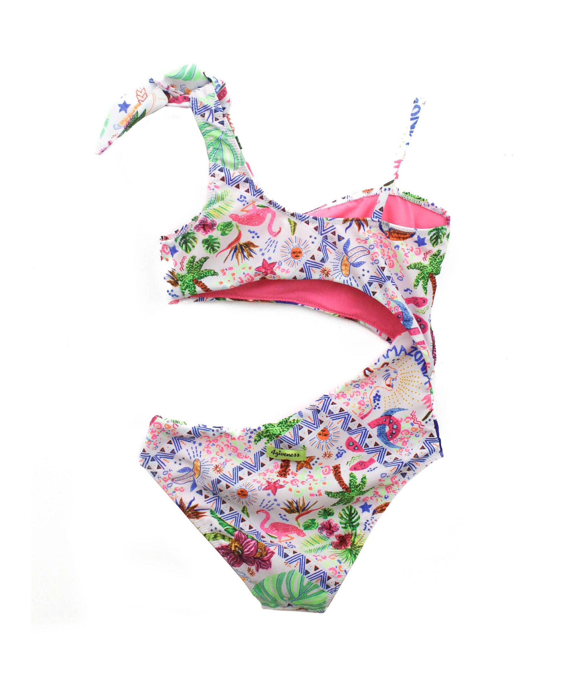 4GIVENESS Costume Monokini Fantasia Multicolor per Bambine (retro)
