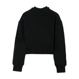MSGM Kids Felpa Girocollo Nera con Logo Maculato per Bambine