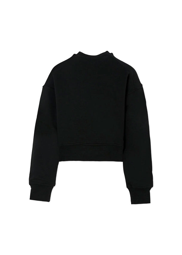 MSGM Kids Felpa Girocollo Nera con Logo Maculato per Bambine