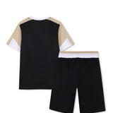 Boss Kids T-Shirt e Bermuda Nero/Beige/Bianco per Bambini