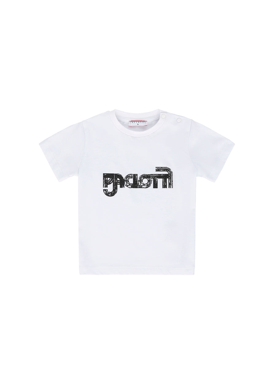 Cesare Paciotti T-shirt Bianca con Stampa Logo per Neonati