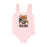 Moschino Kids Costume Monokini Rosa con Stampa per Neonate