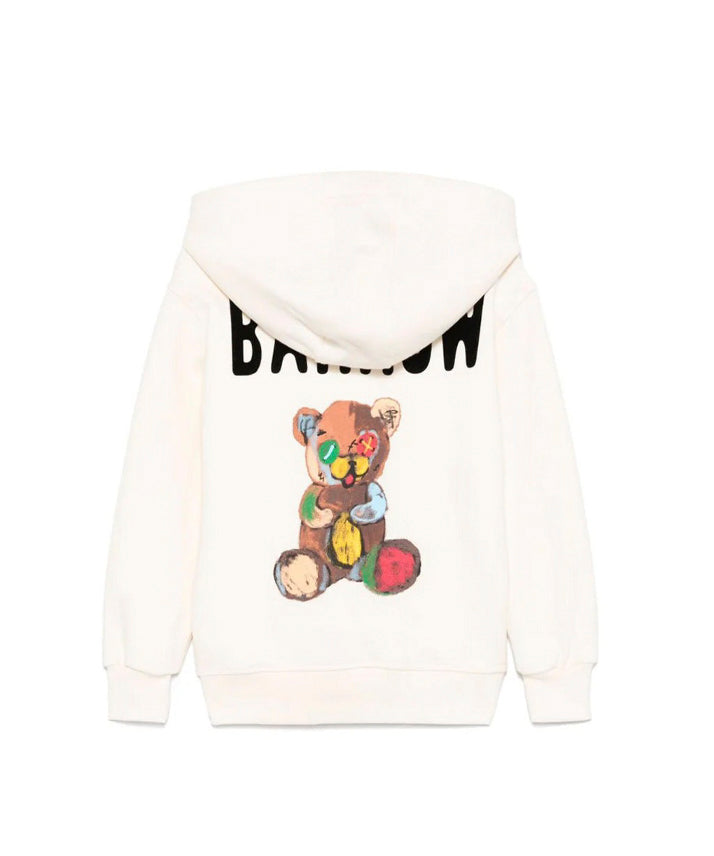 Barrow Kids Felpa con Cappuccio Crema con Stampa Retro