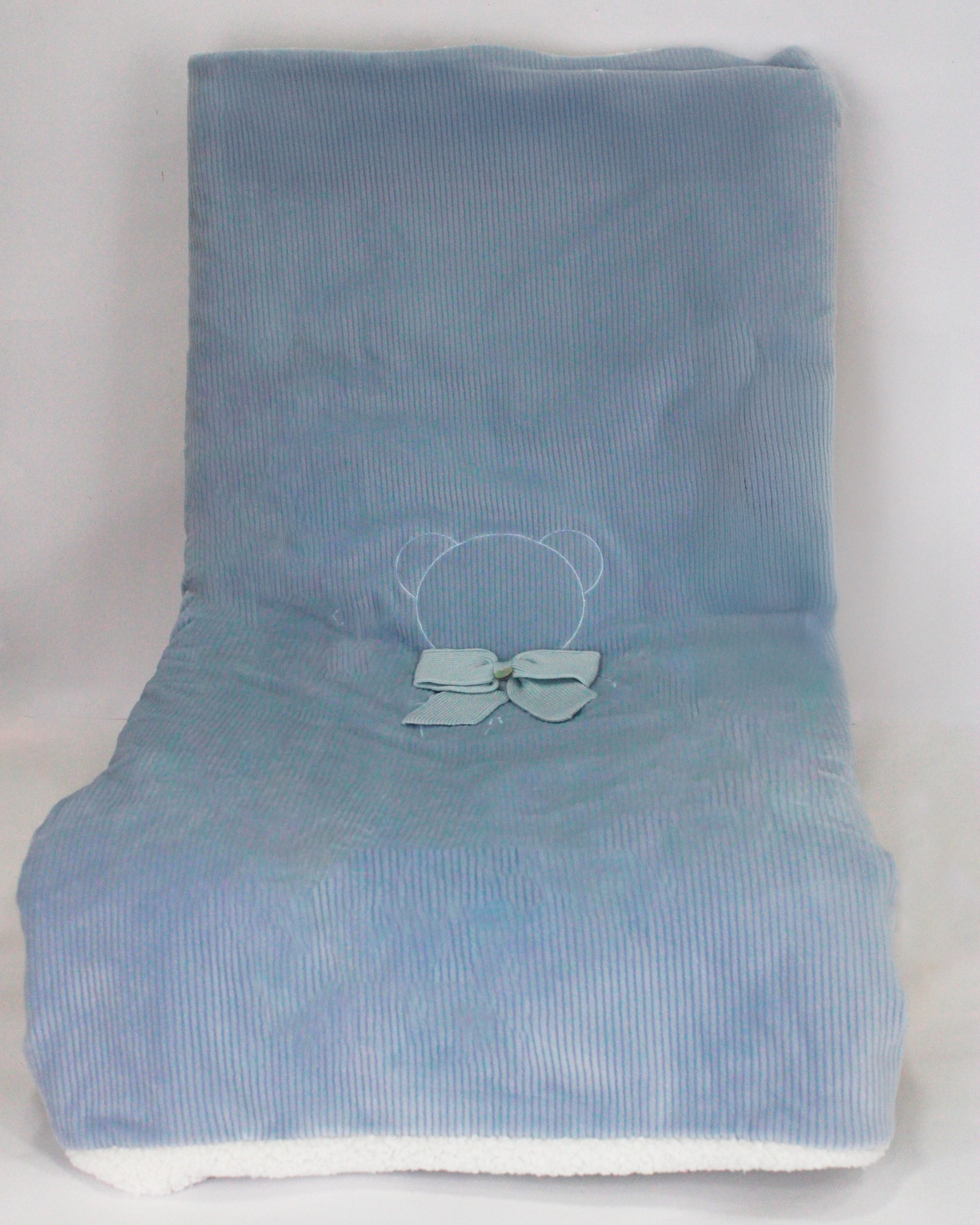 Marlù Coperta blu con orsetto e fiocco per neonate