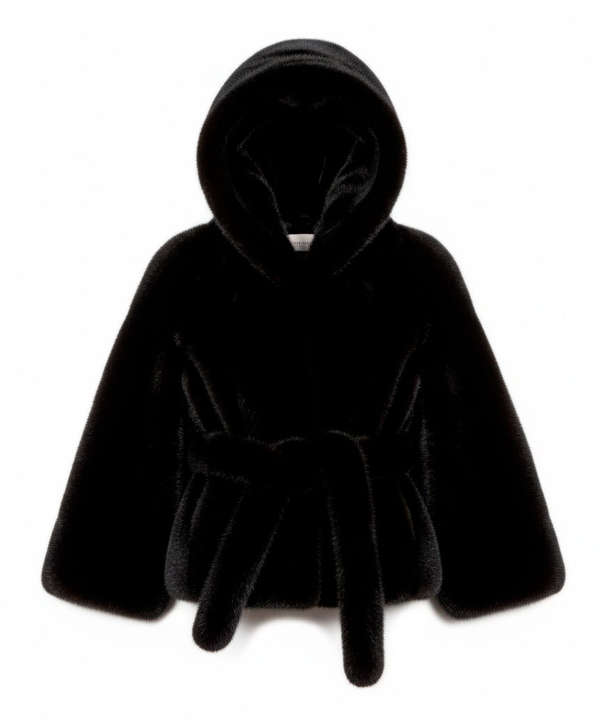 Yes London Kids Ecovisone Nero con Cappuccio per Bambine