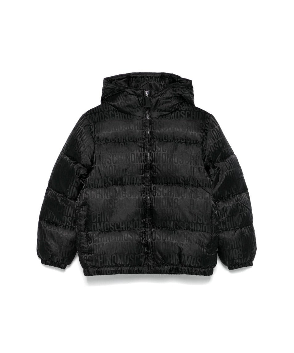 Moschino Kids Giubbino Nero con Logo Jacquard per Neonati