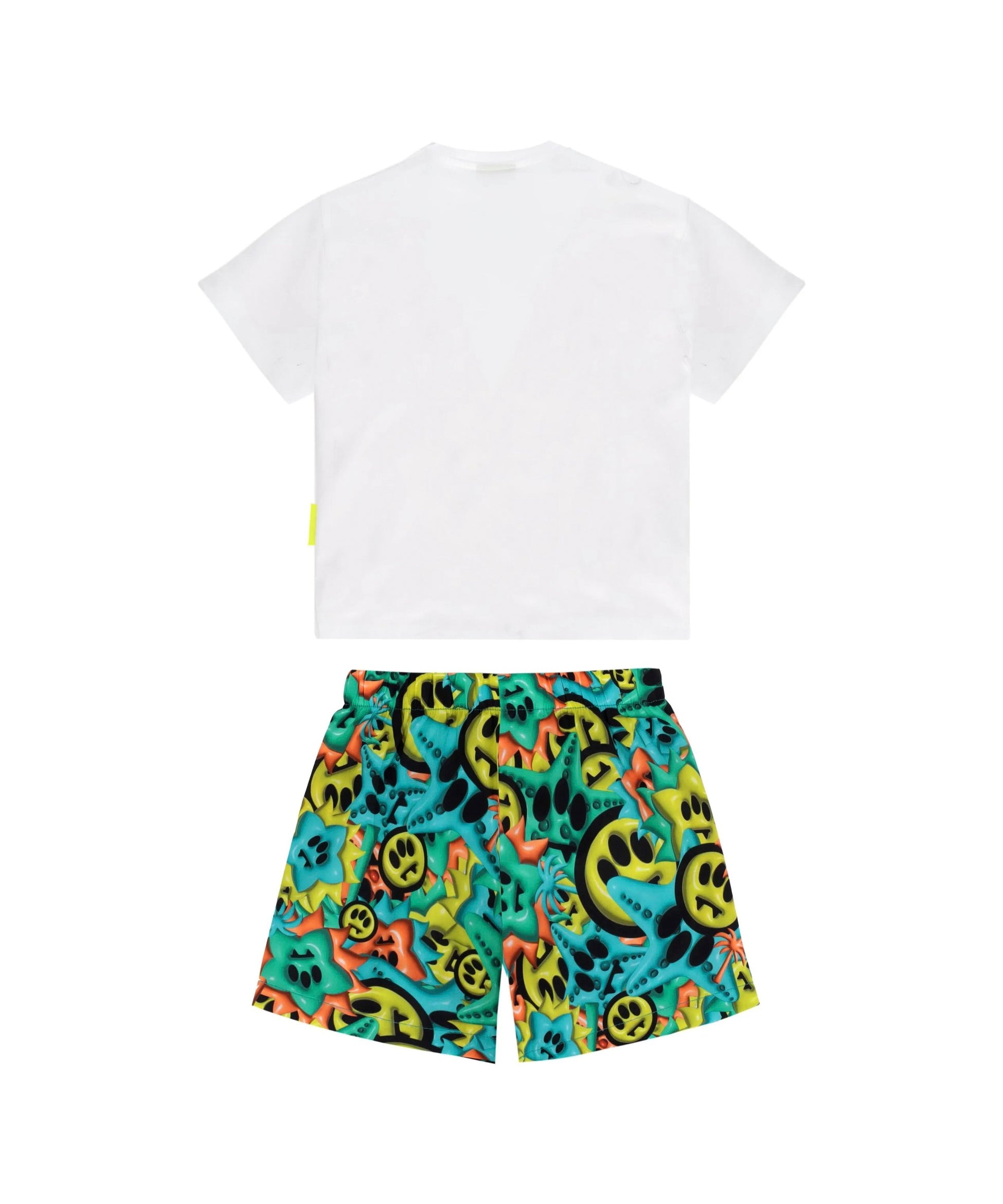 Barrow Kids T-shirt Bianca con Stampa con Shorts Multicolor per Neonati