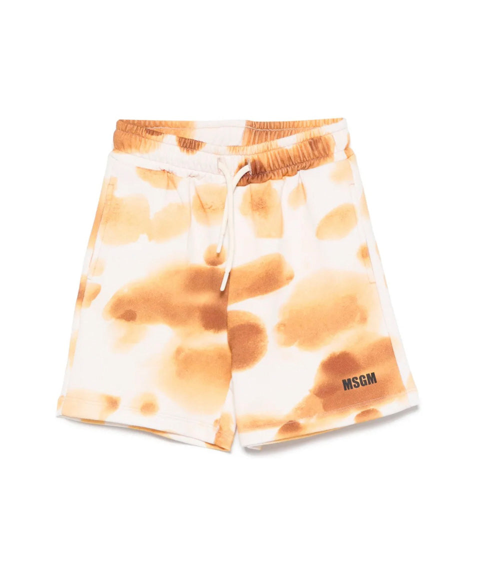 MSGM Kids Bermuda Crema con Stampa per Bambini (fronte)