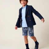 Roberto Cavalli Kids Blue Jacket with Internal Pattern and Gold Logo Buttons for Children