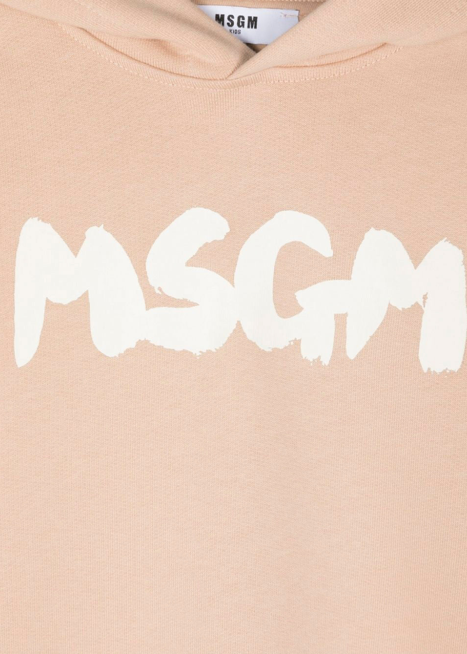 MSGM Kids Felpa Beige con Cappuccio con Stampa (dettaglio)