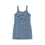 Twinset Kids Abito in Denim con Maxi Fiocco per Bambine