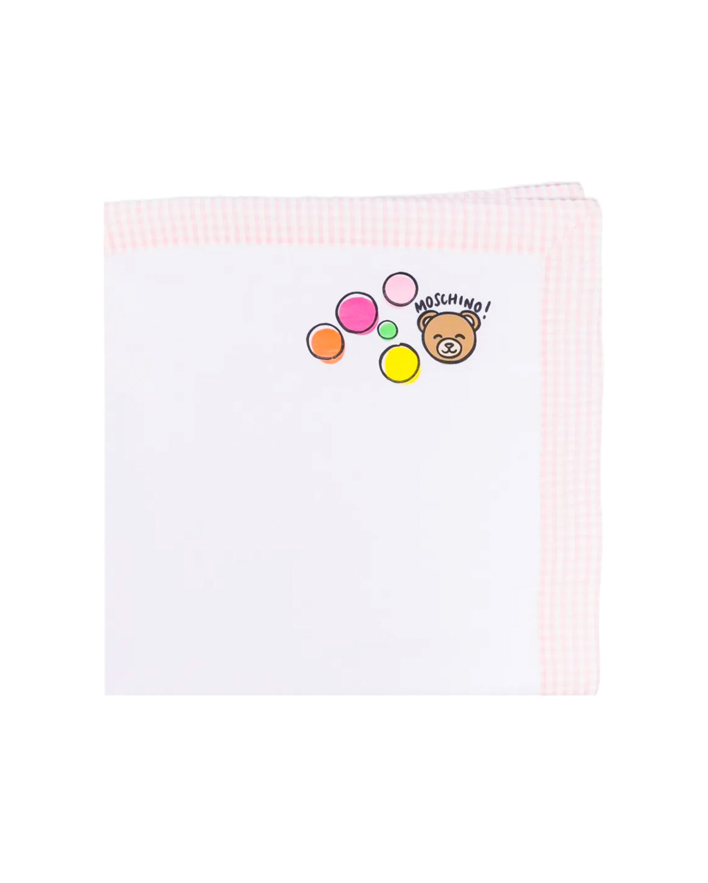 Moschino Kids Coperta Double-Face Bianco/Rosa con Logo Teddy Bear per Neonate
