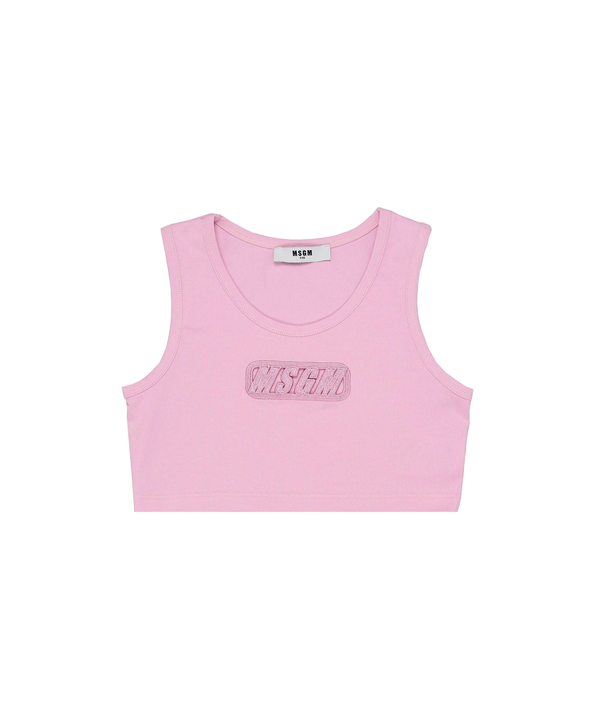 MSGM Kids Top Rosa con Ricamo Logo per Bambine