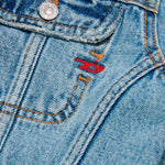 Diesel Kids Giubbino Di Jeans Crop con Abrasioni