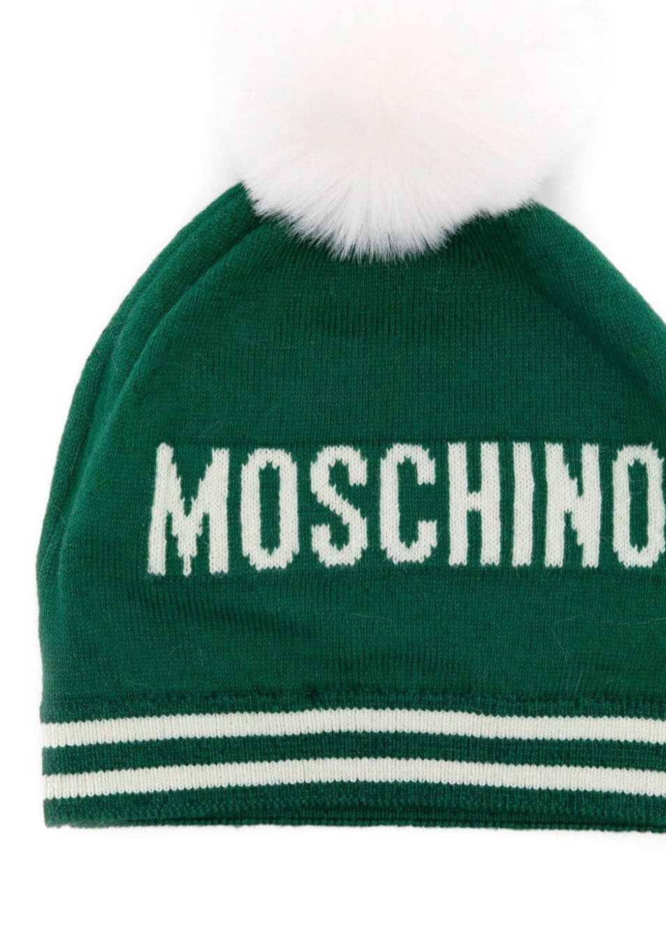 Moschino Kids Cappello in Maglia Verde con Pon Pon
 (retro)