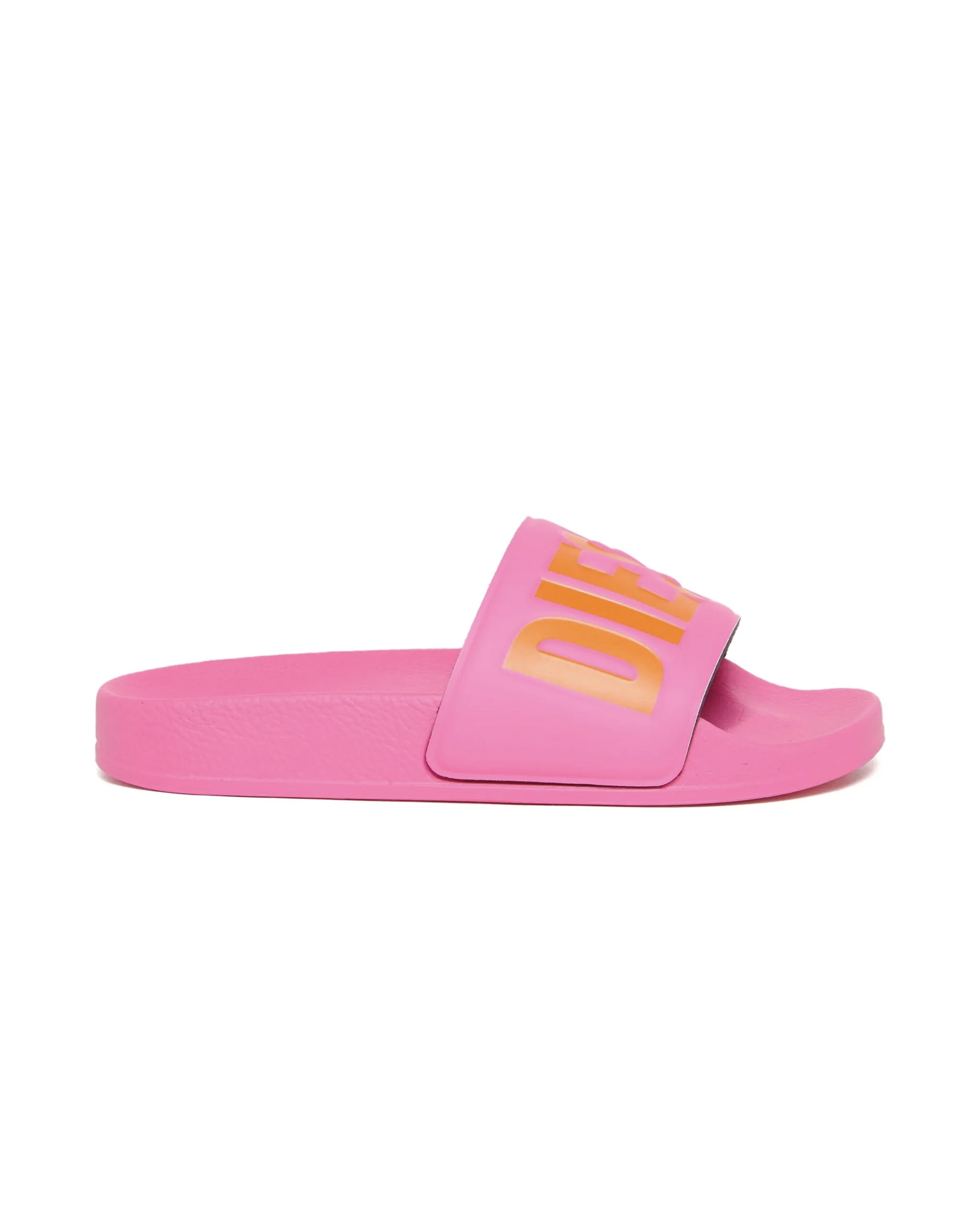 Diesel Kids Ciabatta Fucsia con Logo Arancione per Bambine