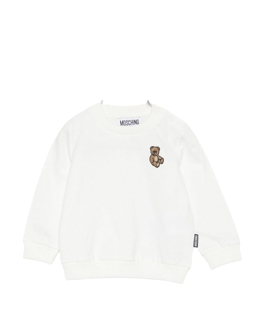 Moschino Kids Felpa Girocollo Panna con Patch per Neonati