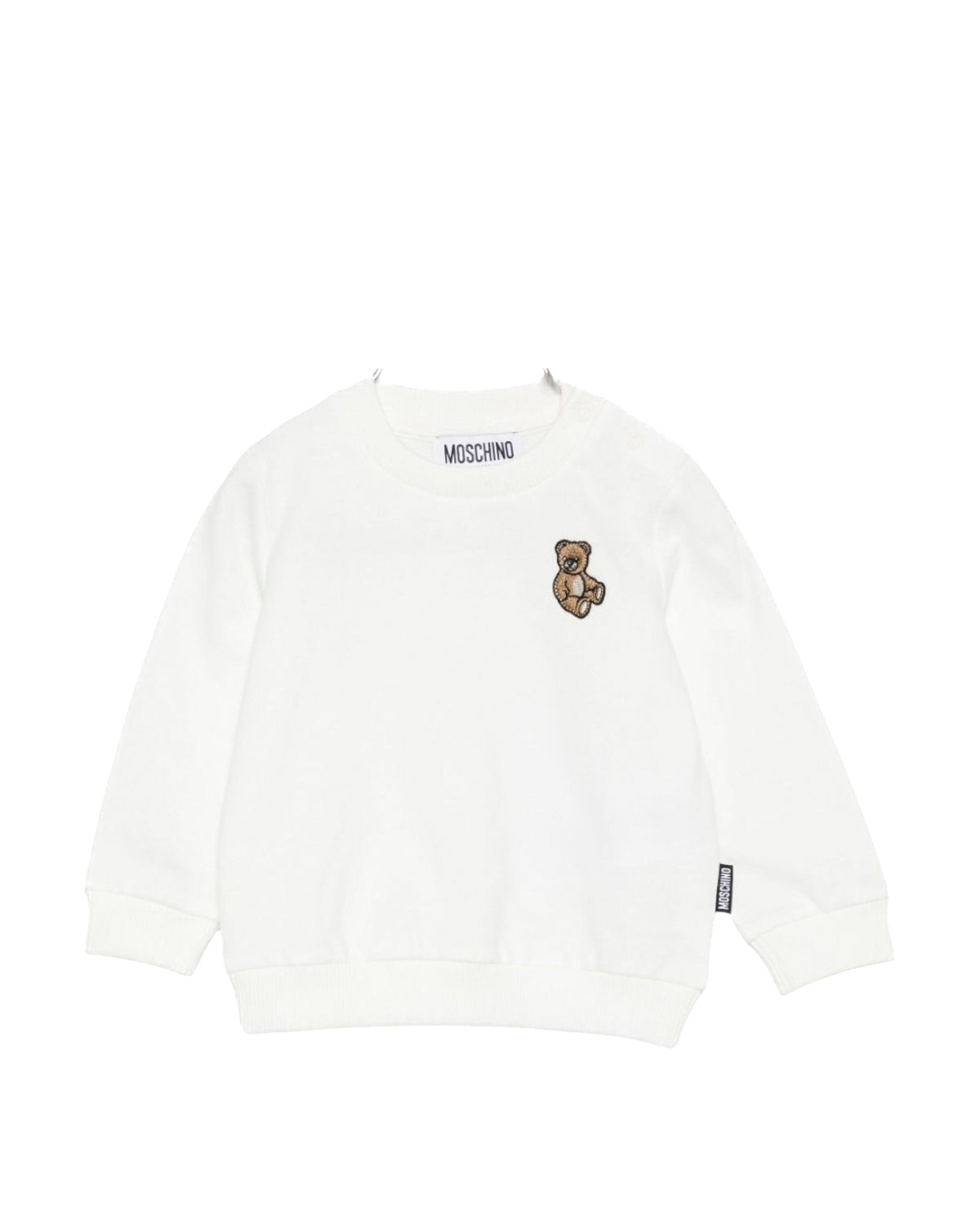 Moschino Kids Felpa Girocollo Panna con Patch per Neonati