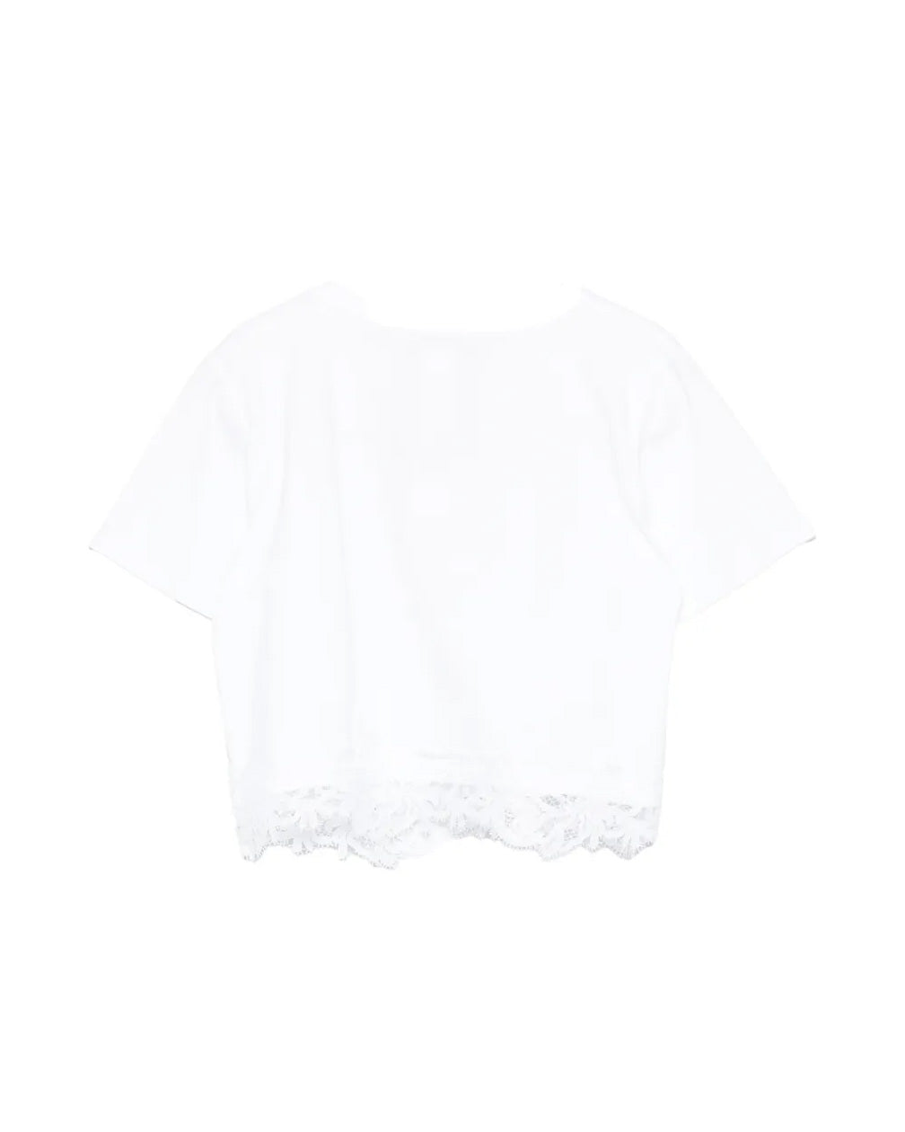 Twinset Kids T-Shirt Off-White con Dettagli in Pizzo per Bambine