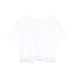 Twinset Kids T-Shirt Off-White con Dettagli in Pizzo per Bambine