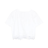 Twinset Kids T-Shirt Off-White con Dettagli in Pizzo per Bambine