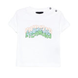 John Richmond Kids T-Shirt Bianco con Maniche a Contrasto per Neonati