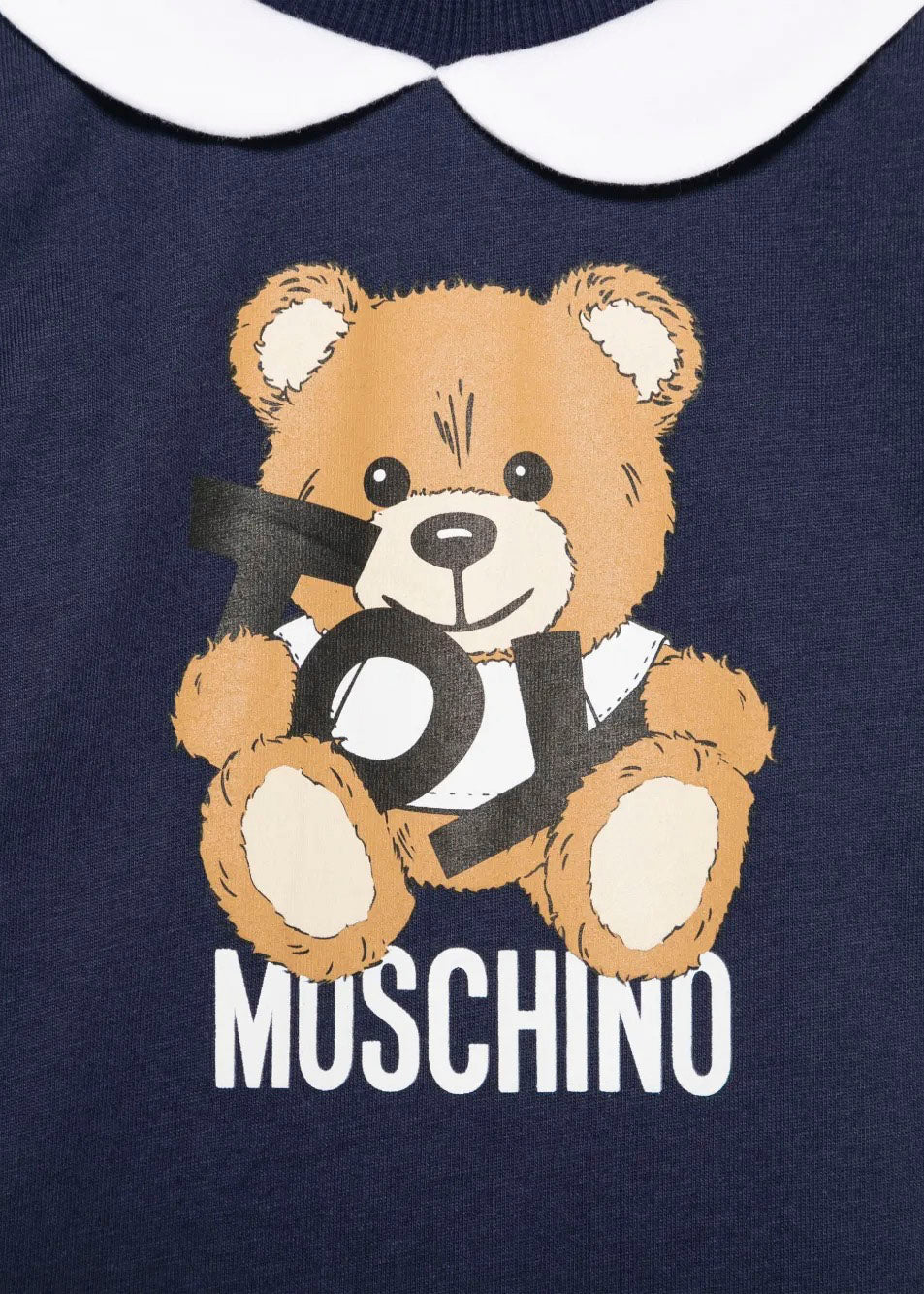 Moschino Kids Tutina Blu Navy con Stampa Toy per Neonati