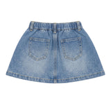 Moschino Kids Gonna in Denim con Patch Teddy Bear e Logo per Neonate