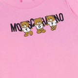 Moschino Kids Pink Teddy Bear Print Romper for Baby Girls