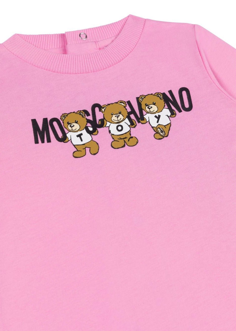 Moschino Kids Tutina Rosa con Stampa Teddy Bear per Neonate