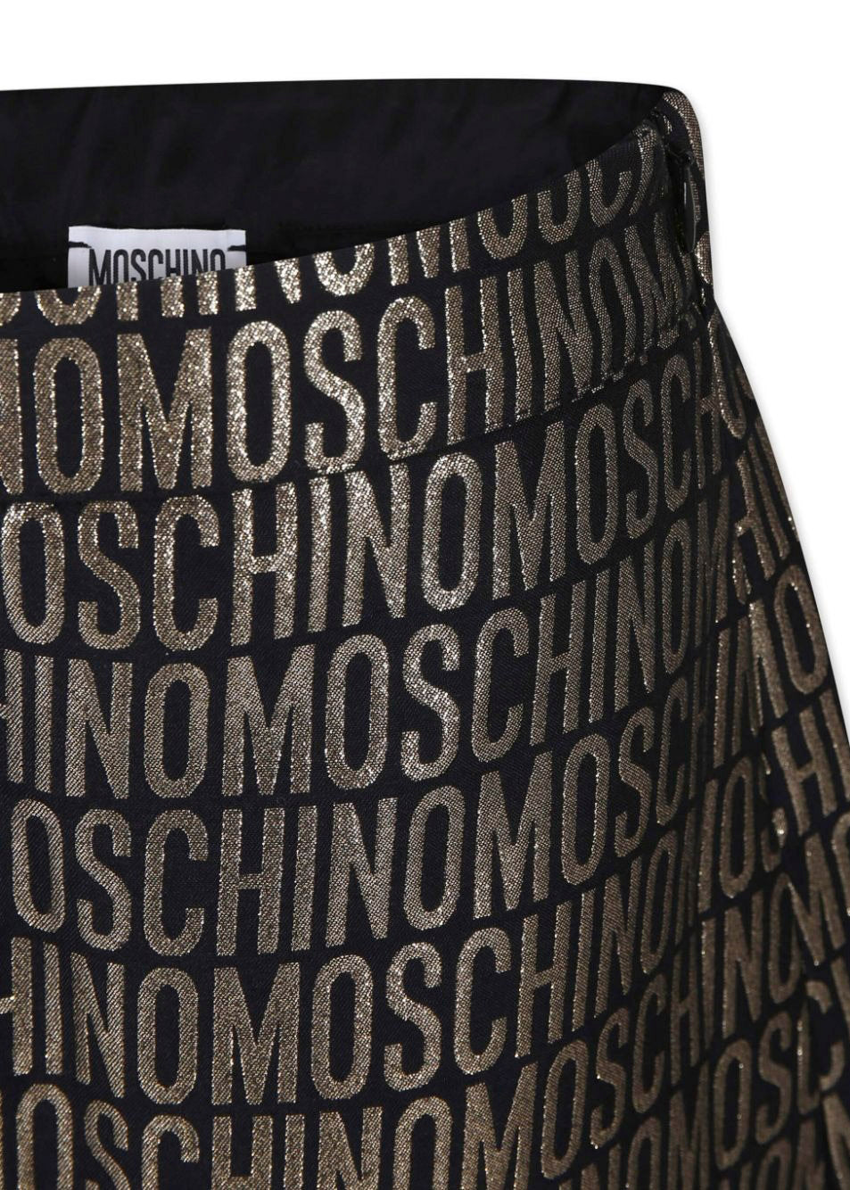 Moschino Kids Gonna Oro Netallizzata con Logo Jacquard per Bambine (dettaglio)