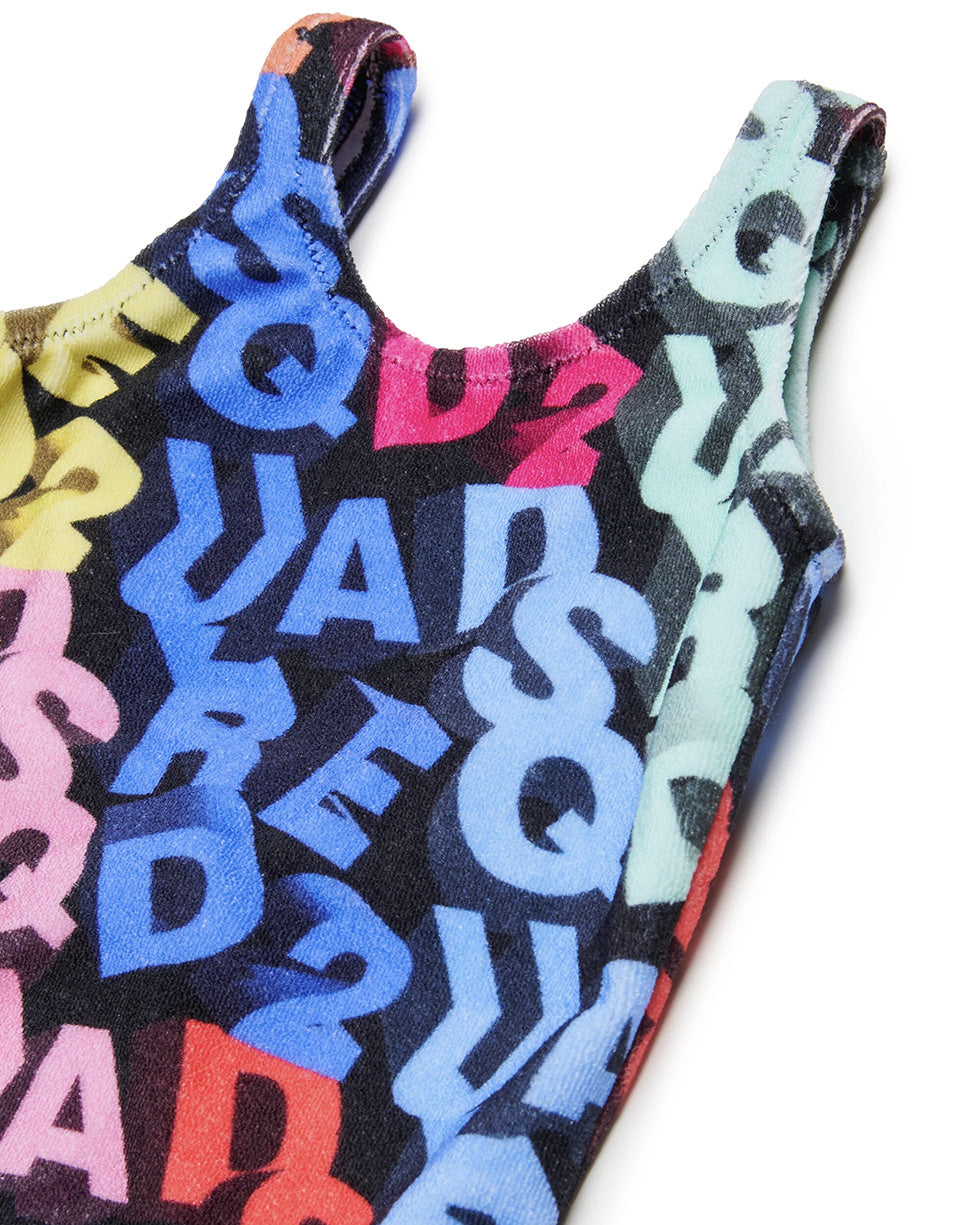 Dsquared2 Kids Costume Intero con Logo All-Over Multicolor per Neonate