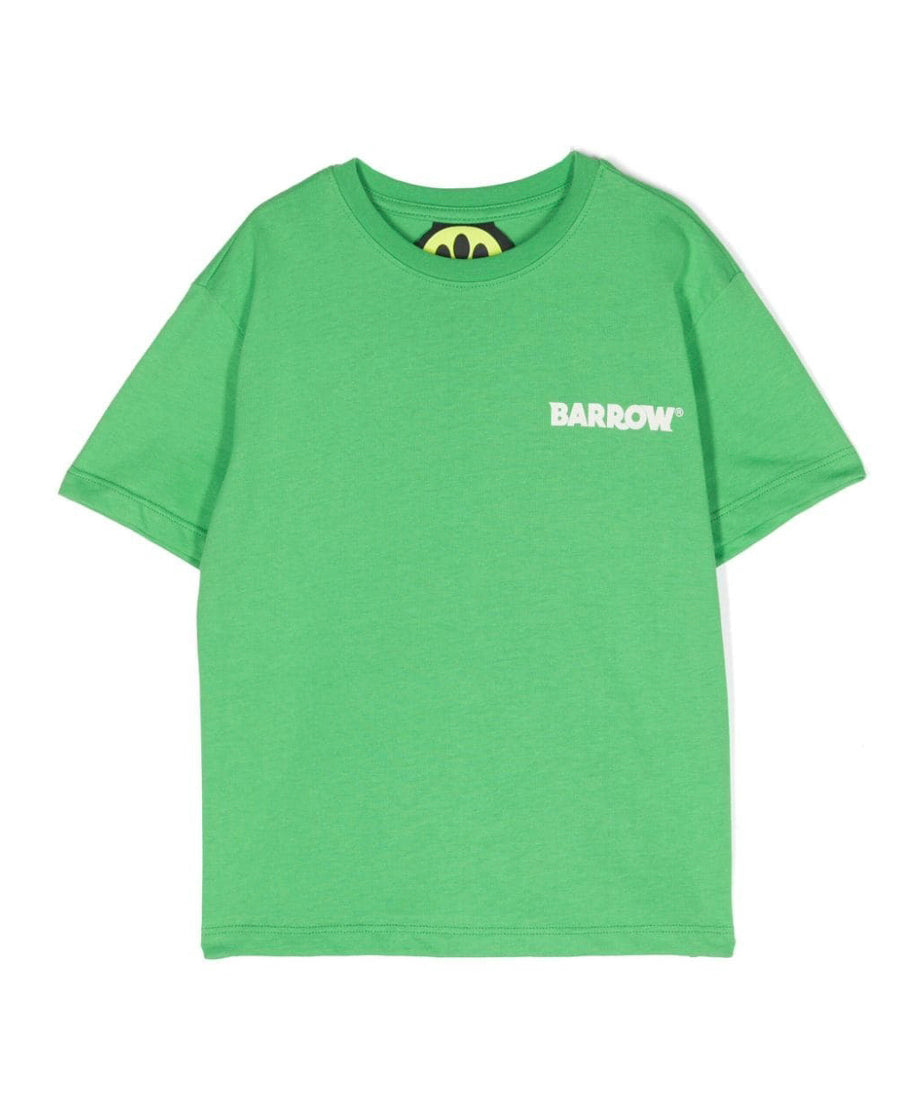 Barrow Kids T-shirt Verde con Stampa Logo e Smile per Bambini