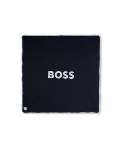 Boss Kids Coperta Navy con Logo per Neonati