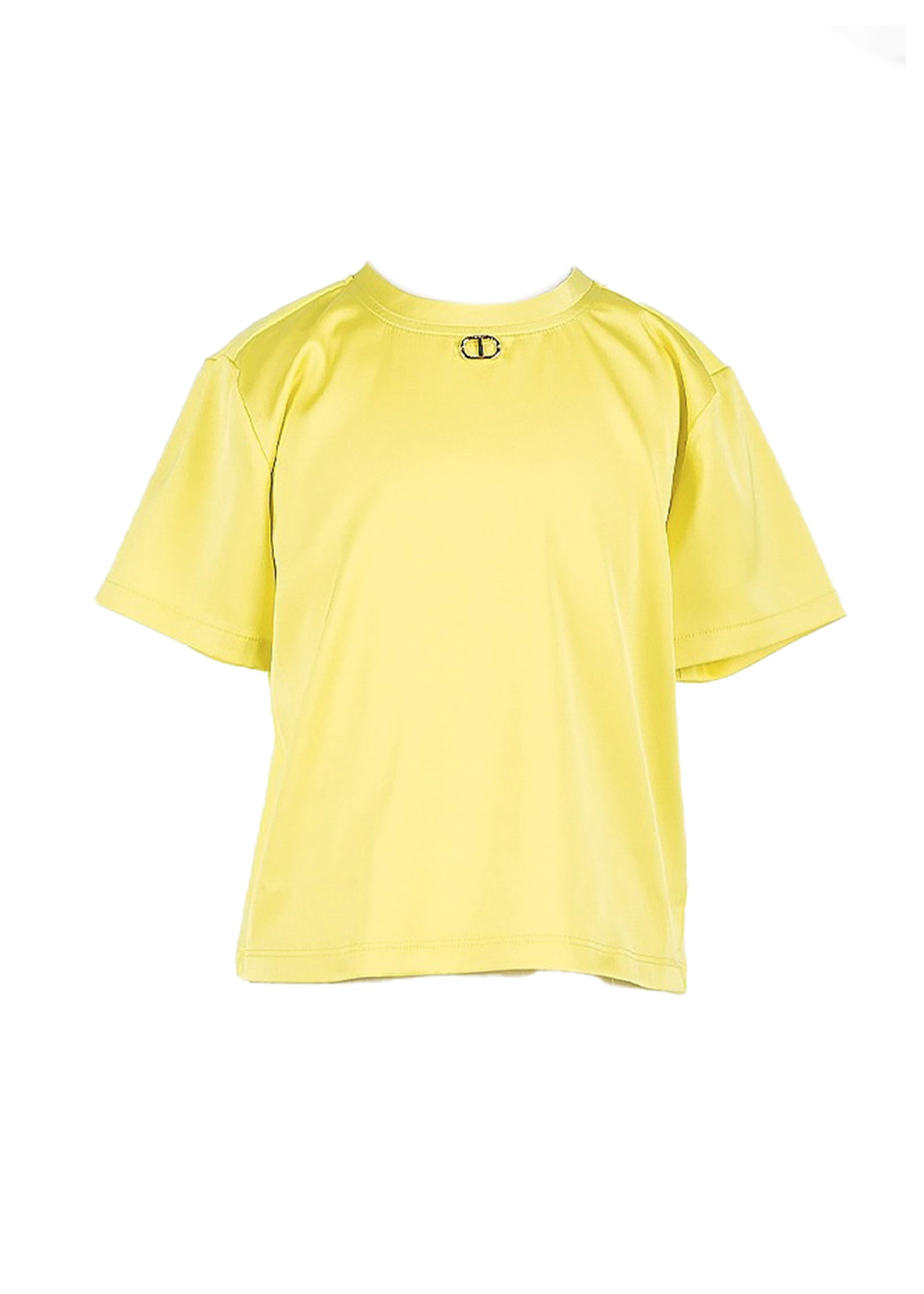 Twinset Kids T-Shirt Giallo Fluo con Placca per Bambine