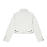 Diesel Kids Giacca in Denim Bianca con Strass e Logo Ricamato a Contrasto per Bambine