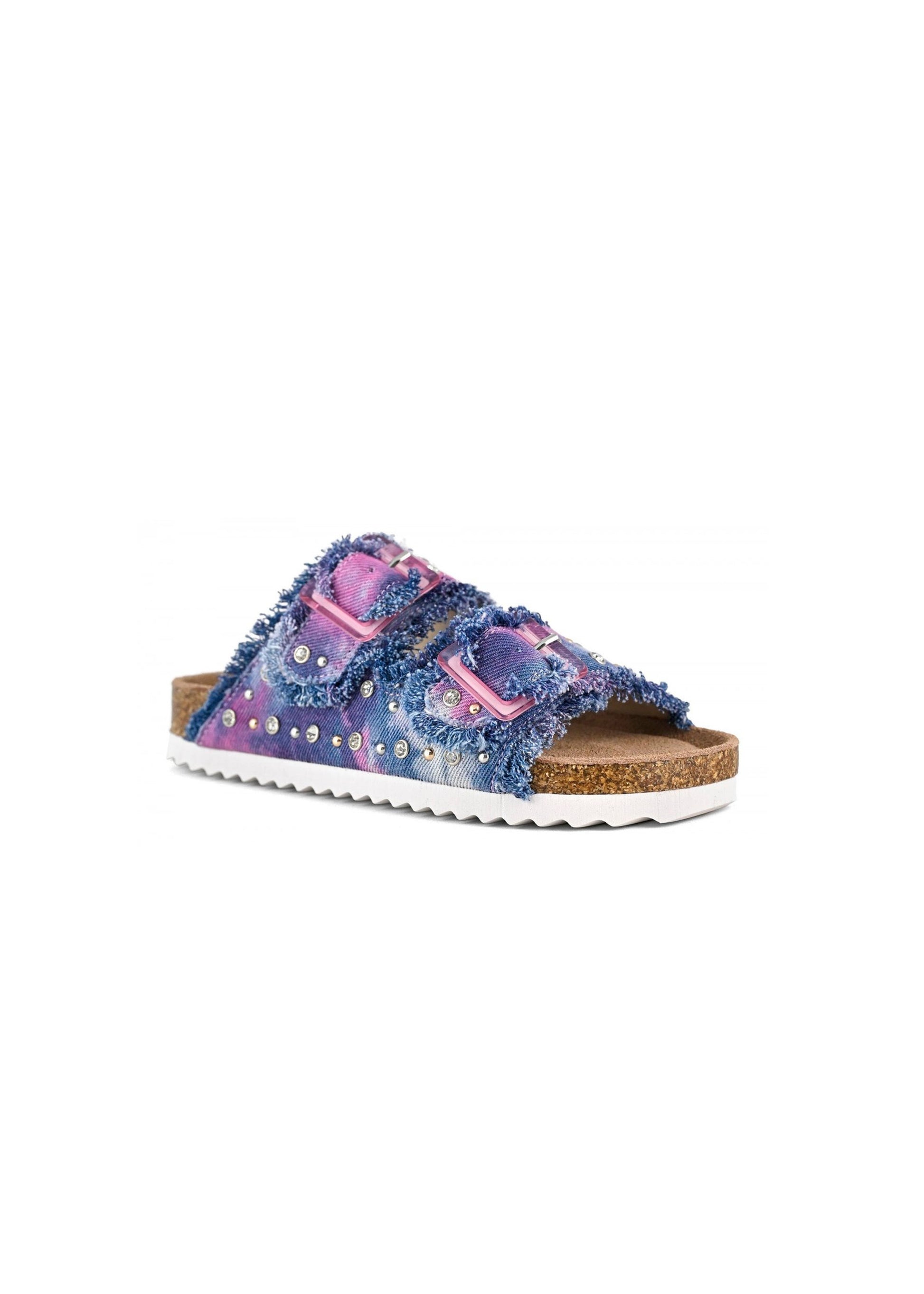 Colors of California Sandalo Doppia Fascia Multicolor con Strass per Bambine