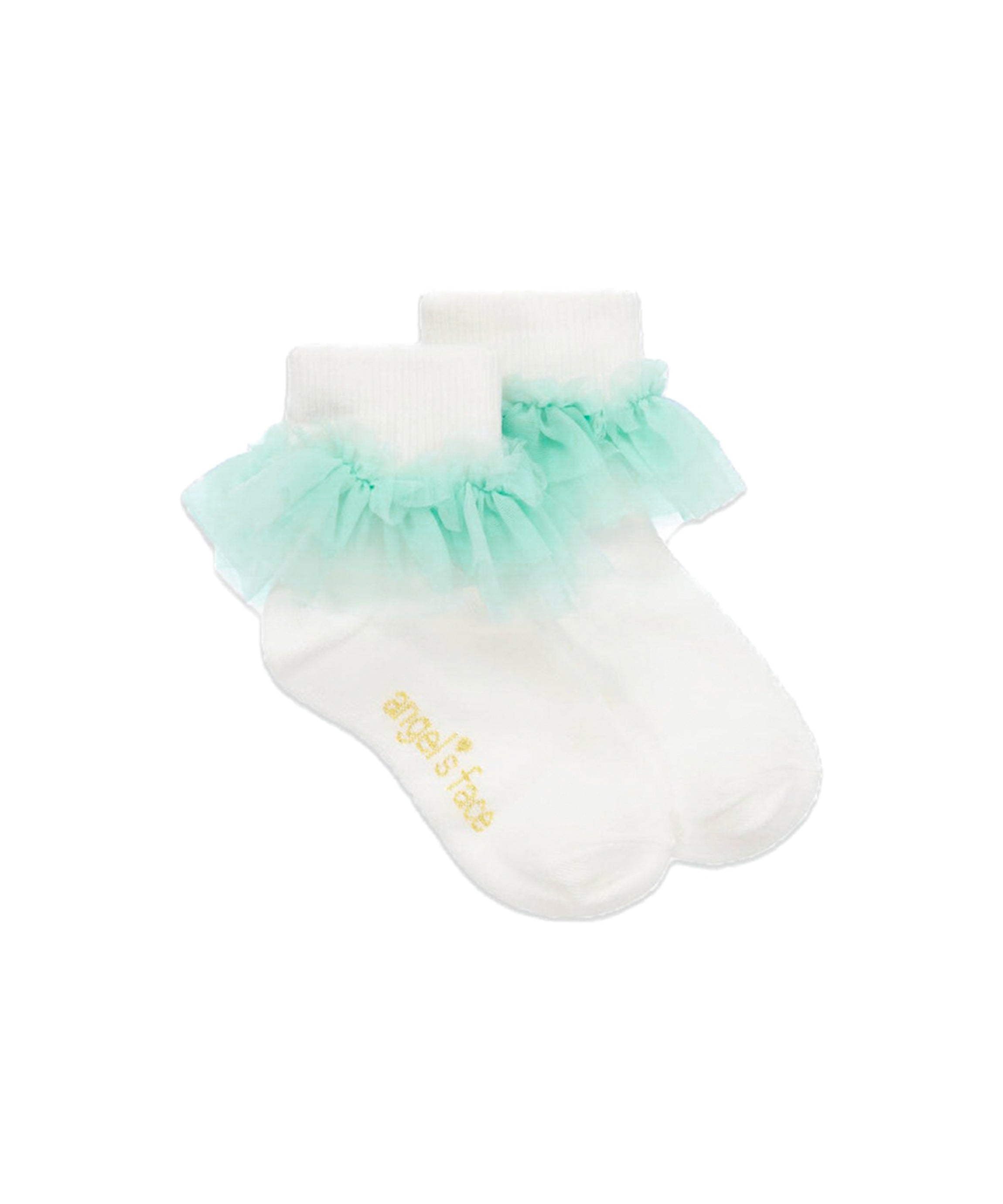 Angel's Face Top Calzini Bianchi/Menta Frilly per Bambine