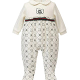 Gabriella Gucci Kids Tutina Panna e Verde All-Over per Neonate