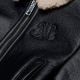 Max&Co Kids Giacca Shearling Nera con Collo in Montone e Logo Monogramma per Bambine