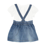 Moschino Kids Completo Bianco e Denim con Teddy per Neonate