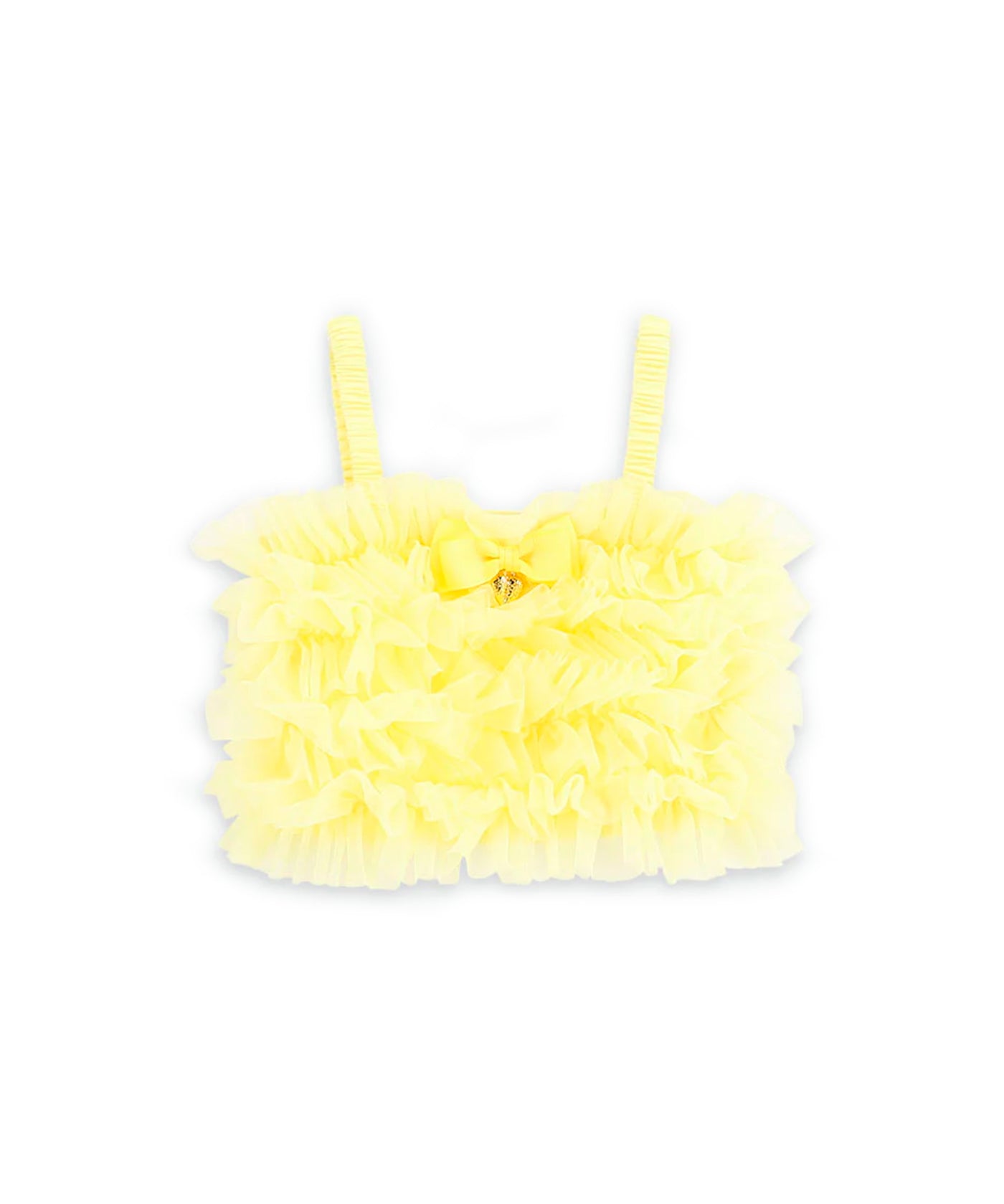 Angel's Face Top in Tulle Giallo per Bambine