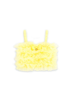 Angel's Face Top in Tulle Giallo per Bambine