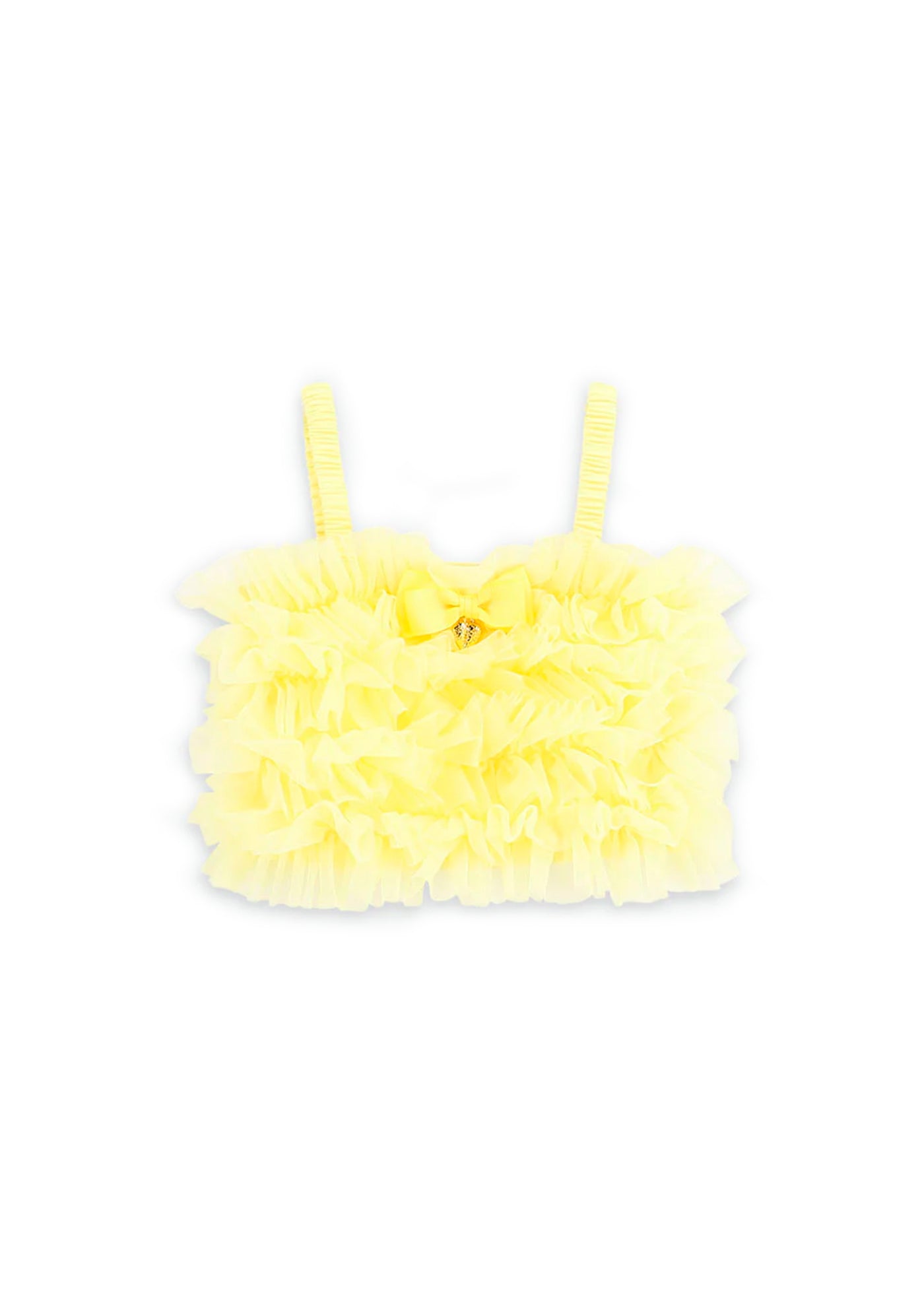 Angel's Face Top in Tulle Giallo per Bambine