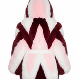 Yes London Kids Giacca Ecovisone con Cappuccio Tricolore Bordeaux/Bianco/Rosa per Bambine